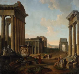 Figures parmi un caprice de ruines